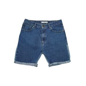 Mango Man Two-Tone Denim Shorts – Size 30 – Cuffed Raw Hem Y2K Streetwear Vibe
